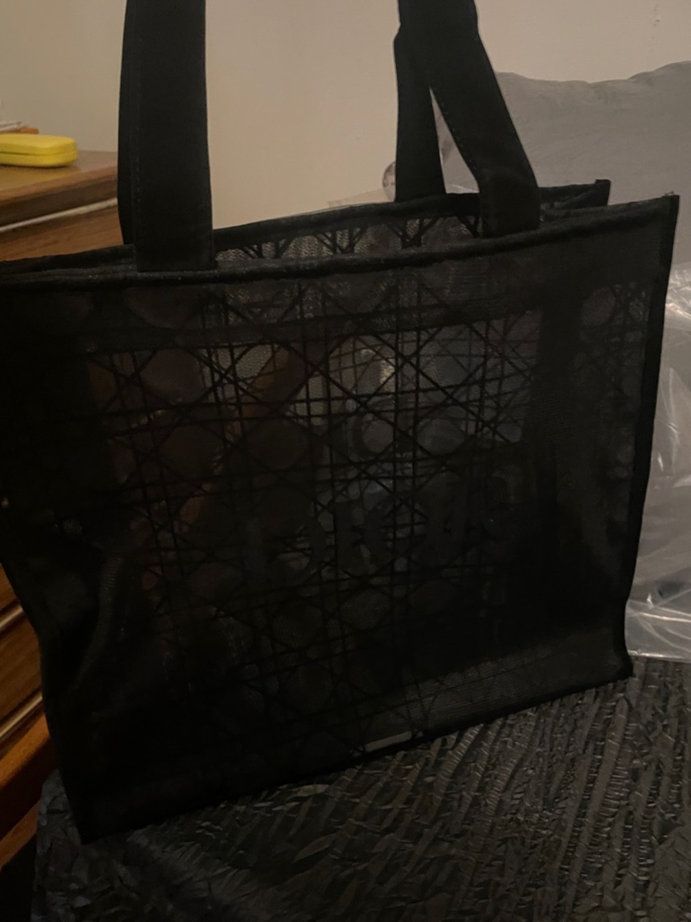 Dior Black Monogram Mesh Tote - Picture 12 of 17